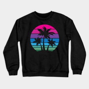 Retro 80s and 90s Tropical Beach Style Palm Tree Sunset Design Crewneck Sweatshirt